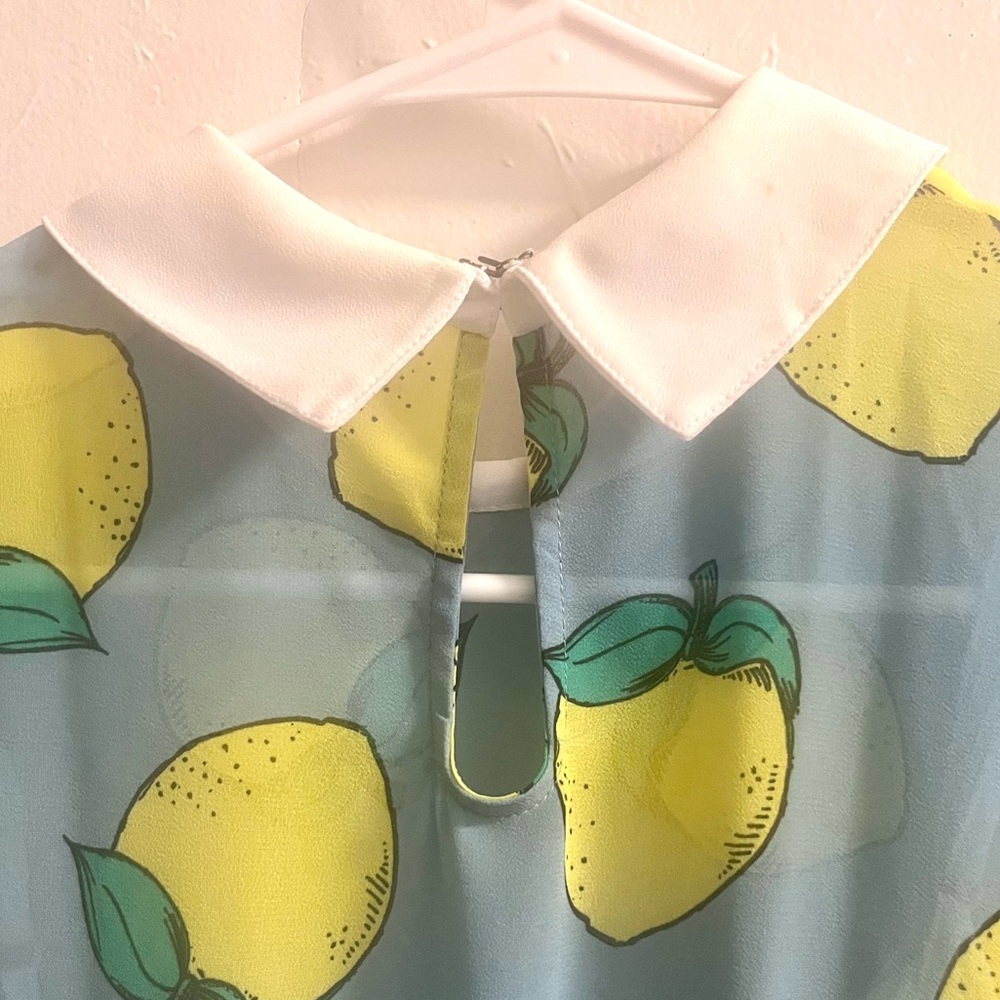 Modcloth blue & yellow lemon print swing dress with peter pan collar - Picture 13 of 16